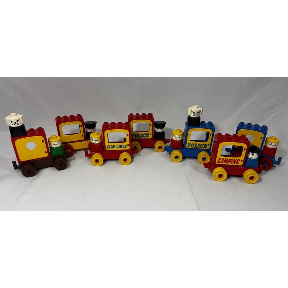 7 Lego Duplo Fire Chief, Police, Camping‎ Cars 2403 & 2402 Vintage
